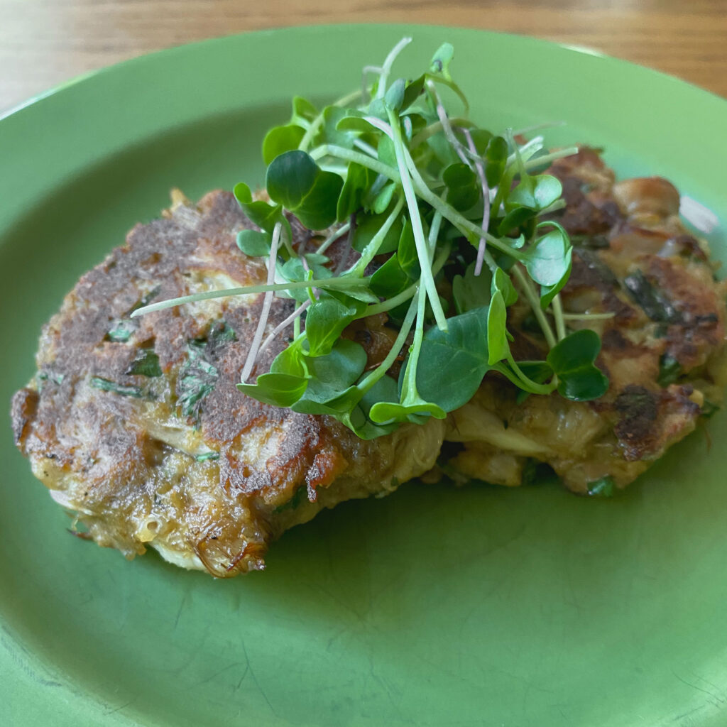 Lions Mane Crab Cakes with Local Microgreens